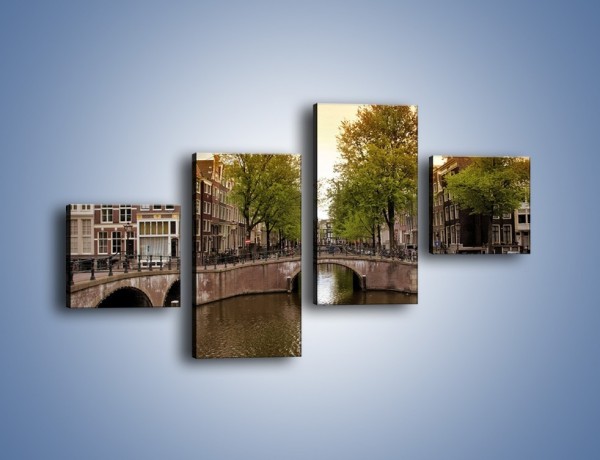 Obraz na płótnie – Amsterdamski kanał – czteroczęściowy AM800W3