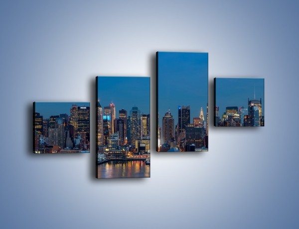 Obraz na płótnie – Panorama Nowego Yorku w nocy – czteroczęściowy AM809W3