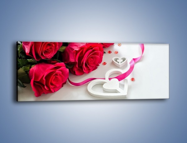 Obraz na płótnie – Róża z miłosnym przekazem – jednoczęściowy panoramiczny K1011