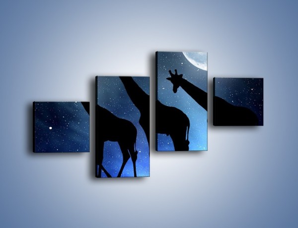 Obraz na płótnie – Żyrafie trio nocą – czteroczęściowy GR316W3