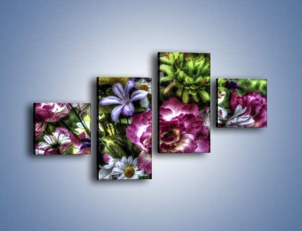 Obraz na płótnie – Kwiaty w różnych odcieniach – czteroczęściowy GR318W3