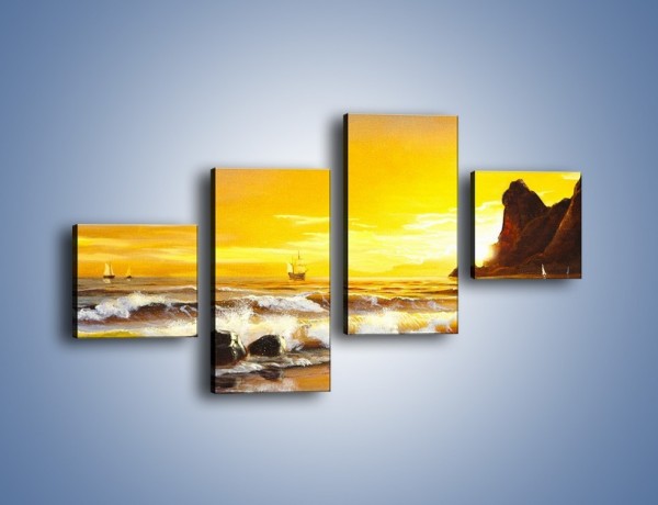 Obraz na płótnie – Morski krajobraz w zachodzącym słońcu – czteroczęściowy GR476W3