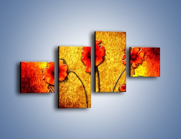 Obraz na płótnie – Maki w ogniu – czteroczęściowy GR572W3