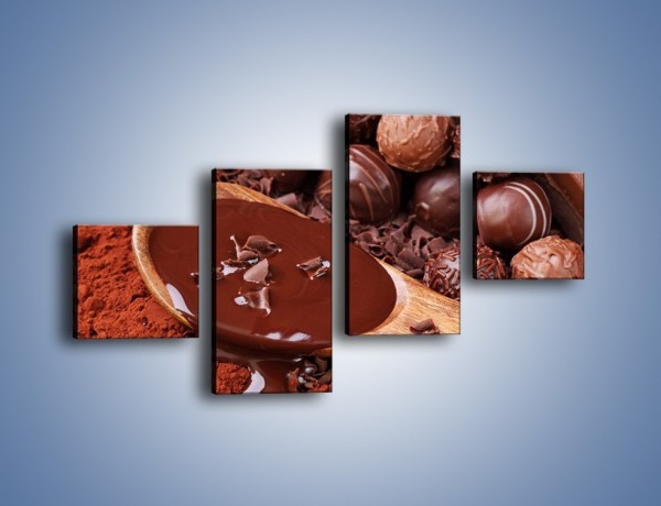 Obraz na płótnie – Praliny w płynącej czekoladzie – czteroczęściowy JN018W3