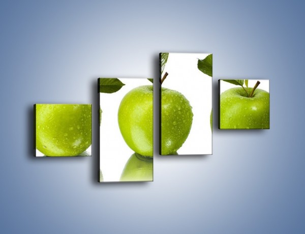 Obraz na płótnie – Świeżo umyte zielone jabłka – czteroczęściowy JN047W3