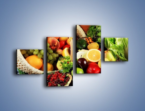 Obraz na płótnie – Kosz pełen owocowo-warzywnego zdrowia – czteroczęściowy JN059W3