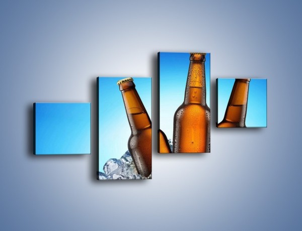 Obraz na płótnie – Szron na butelkach piwa – czteroczęściowy JN075W3