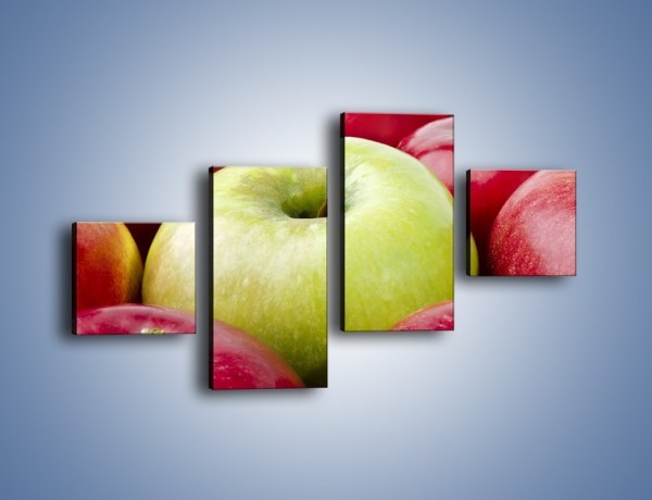 Obraz na płótnie – Zielone wśród czerwonych jabłek – czteroczęściowy JN155W3