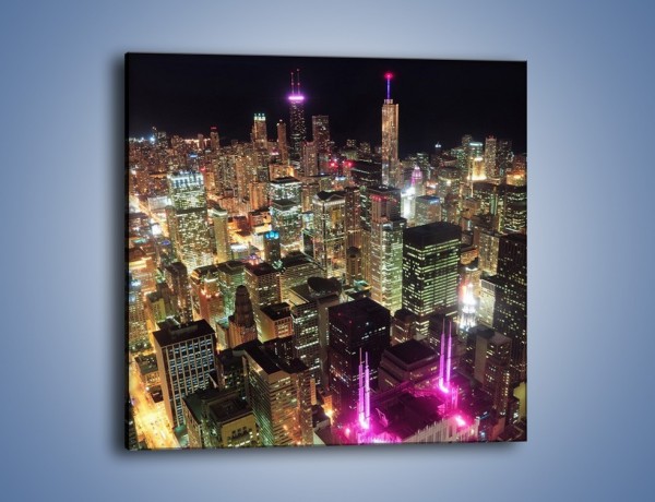 Obraz na płótnie – Miasto w sztucznym świetle wieżowców – jednoczęściowy kwadratowy AM133