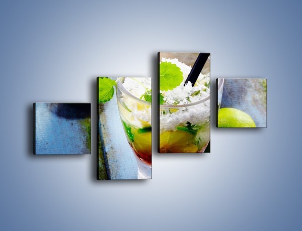 Obraz na płótnie – Limonkowy drink z miętą – czteroczęściowy JN325W3