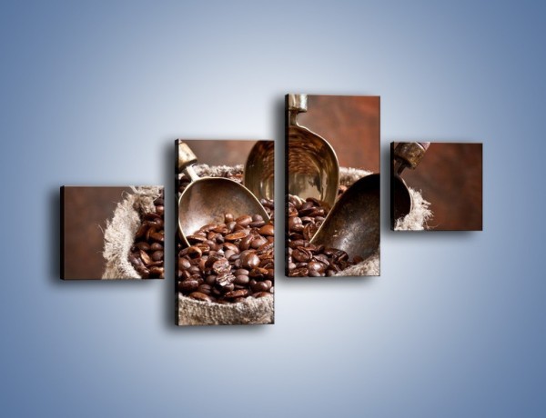 Obraz na płótnie – Wór pełen ziaren kawy – czteroczęściowy JN344W3