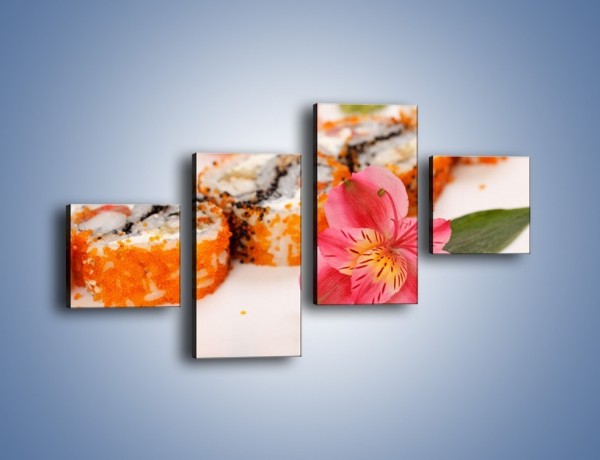 Obraz na płótnie – Sushi z kwiatem – czteroczęściowy JN354W3