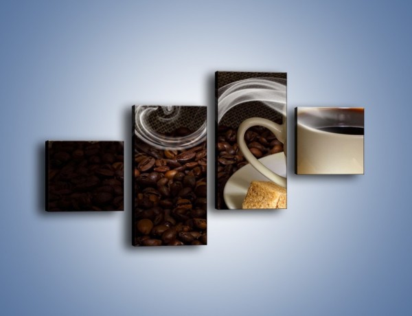 Obraz na płótnie – Kawa z kostkami cukru – czteroczęściowy JN364W3