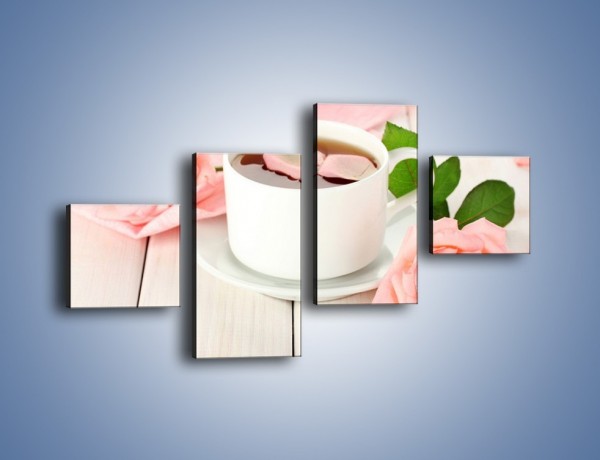 Obraz na płótnie – Herbata wśród róż – czteroczęściowy JN369W3