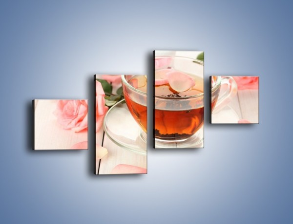 Obraz na płótnie – Herbata z płatkami róż – czteroczęściowy JN370W3
