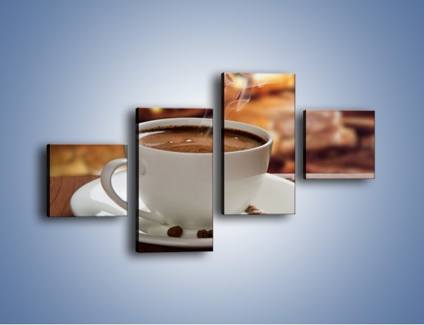 Obraz na płótnie – Kawa przy kominku – czteroczęściowy JN385W3