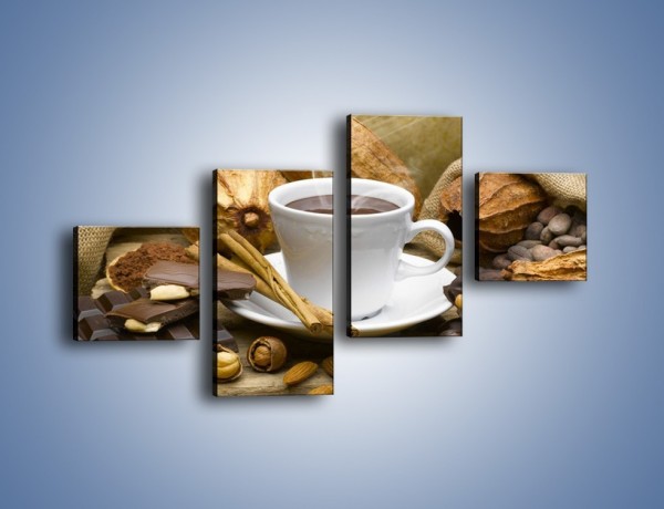 Obraz na płótnie – Kawa z orzechami i czekolada – czteroczęściowy JN387W3