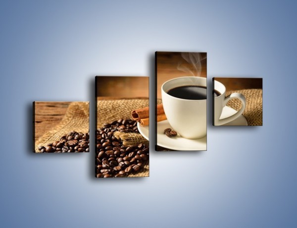 Obraz na płótnie – Kawa w białej filiżance – czteroczęściowy JN406W3