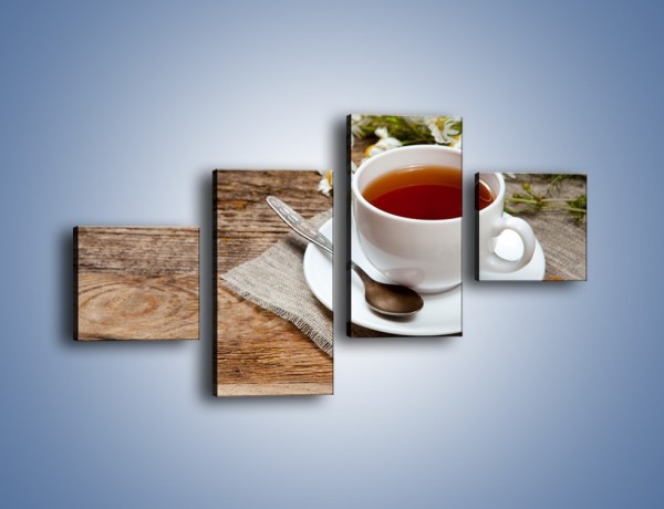 Obraz na płótnie – Herbata wśród stokrotek – czteroczęściowy JN413W3