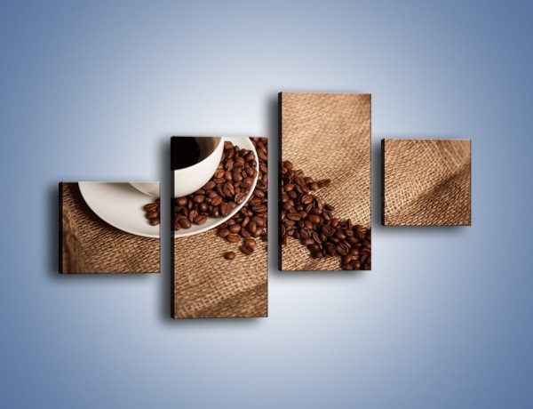 Obraz na płótnie – Kawa na białym spodku – czteroczęściowy JN430W3