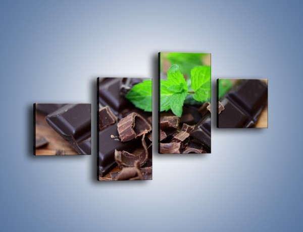 Obraz na płótnie – Połamana czekolada z miętą – czteroczęściowy JN442W3