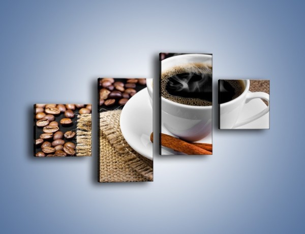 Obraz na płótnie – Kawa z cynamonową laską – czteroczęściowy JN456W3