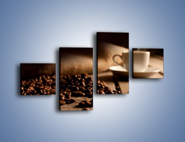 Obraz na płótnie – Ziarna kawy na drewnianym stole – czteroczęściowy JN457W3