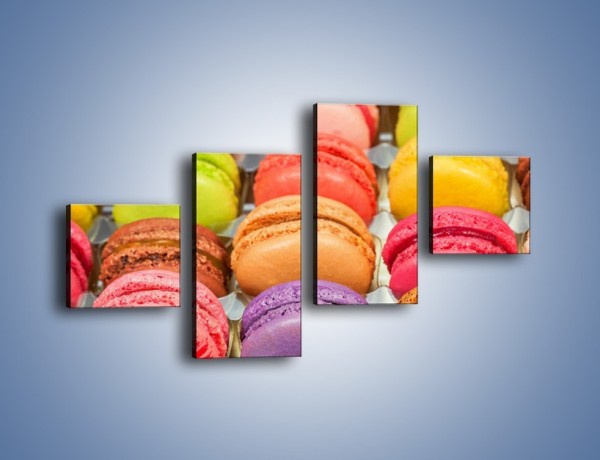 Obraz na płótnie – Słodkie babeczki w kolorach tęczy – czteroczęściowy JN458W3