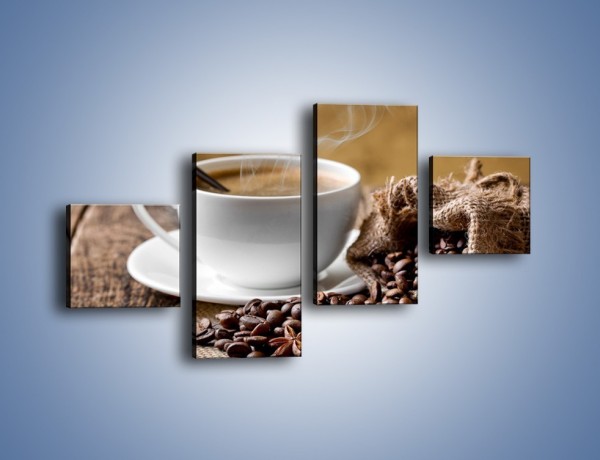 Obraz na płótnie – Filiżanka kawy z małą łyżeczką – czteroczęściowy JN598W3