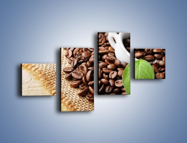 Obraz na płótnie – Liść na kawie – czteroczęściowy JN688W3