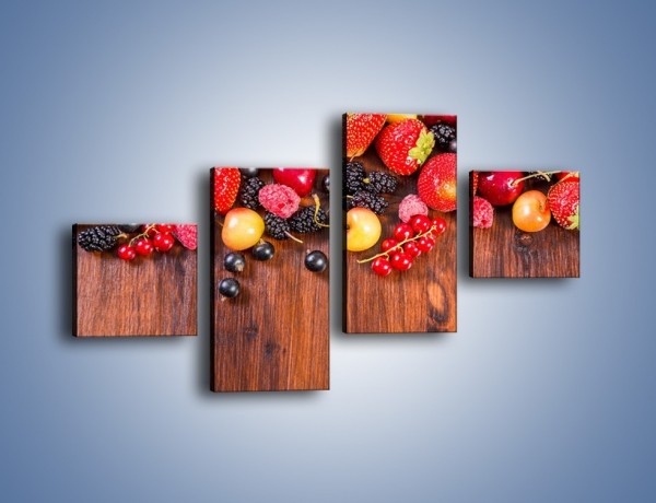 Obraz na płótnie – Stół do polowy wypełniony owocami – czteroczęściowy JN721W3