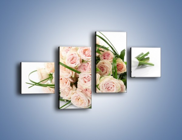 Obraz na płótnie – Wiązanka delikatnie różowych róż – czteroczęściowy K012W3
