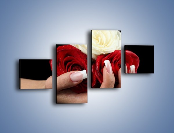 Obraz na płótnie – Pełna garść główek róż – czteroczęściowy K025W3