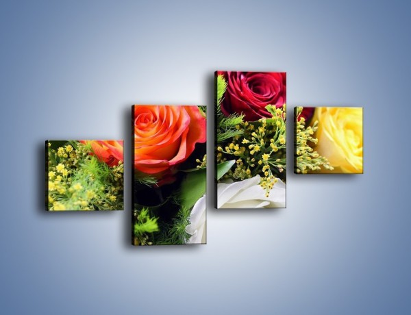Obraz na płótnie – Róże z polnymi dodatkami – czteroczęściowy K061W3