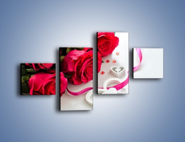Obraz na płótnie – Róża z miłosnym przekazem – czteroczęściowy K1011W3