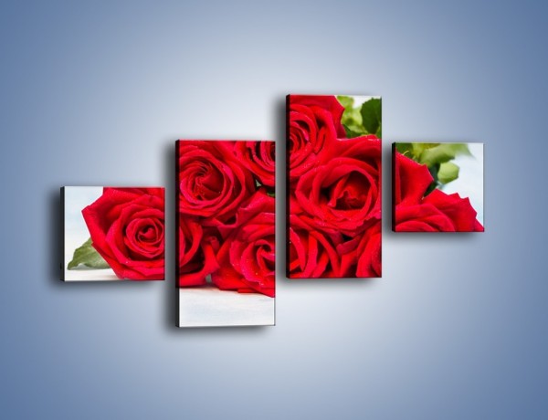 Obraz na płótnie – Czerwone róże bez kolców – czteroczęściowy K1021W3