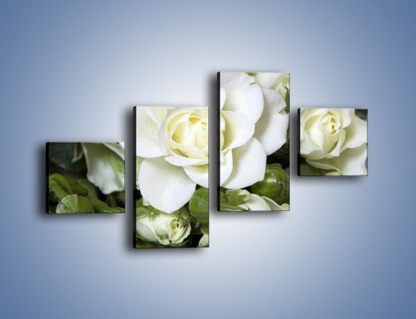Obraz na płótnie – Białe róże na stole – czteroczęściowy K131W3