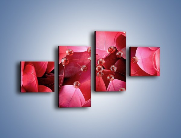 Obraz na płótnie – Koraliki wśród kwiatowych piór – czteroczęściowy K134W3