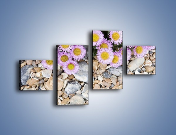 Obraz na płótnie – Kolorowe kamienie czy małe kwiatuszki – czteroczęściowy K146W3