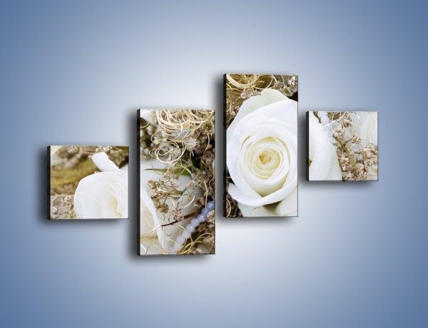 Obraz na płótnie – Perły wśród kwiatów – czteroczęściowy K184W3