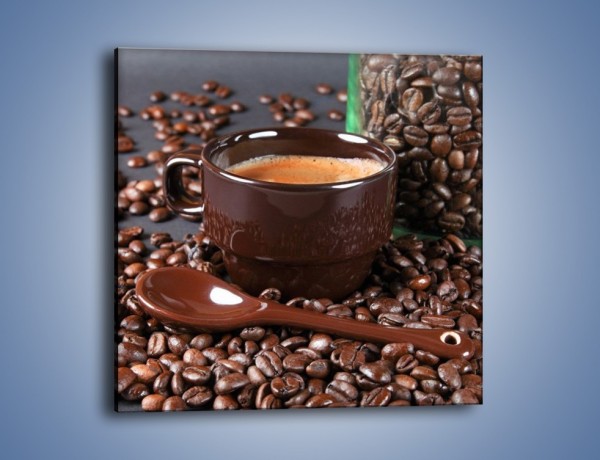 Obraz na płótnie – Kawa w ciemnej filiżance – jednoczęściowy kwadratowy JN348