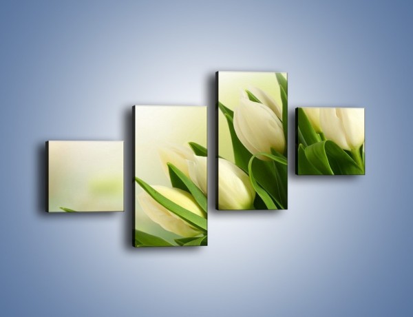 Obraz na płótnie – Białe tulipany na zgodę – czteroczęściowy K400W3