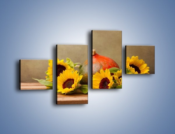 Obraz na płótnie – Słoneczniki w jesiennym klimacie – czteroczęściowy K418W3