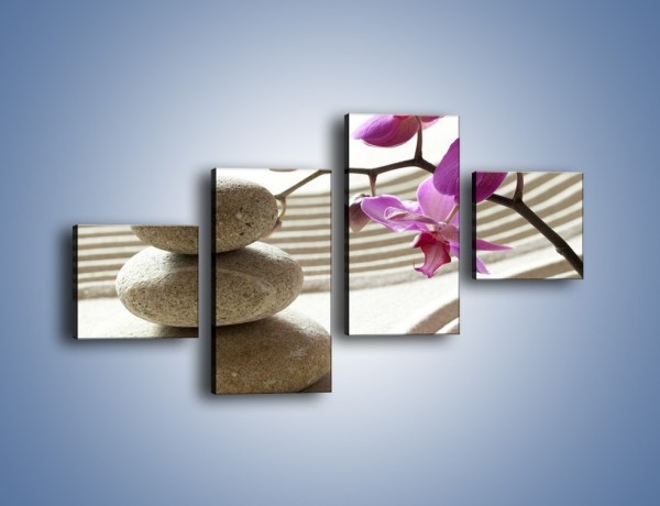 Obraz na płótnie – Kamień piasek i kwiat – czteroczęściowy K435W3
