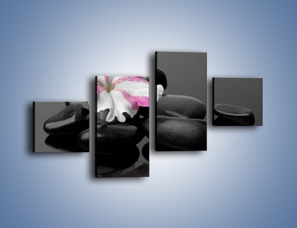 Obraz na płótnie – Czarna tafla z kwiatem – czteroczęściowy K520W3