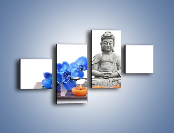 Obraz na płótnie – Budda i kwiat – czteroczęściowy K593W3