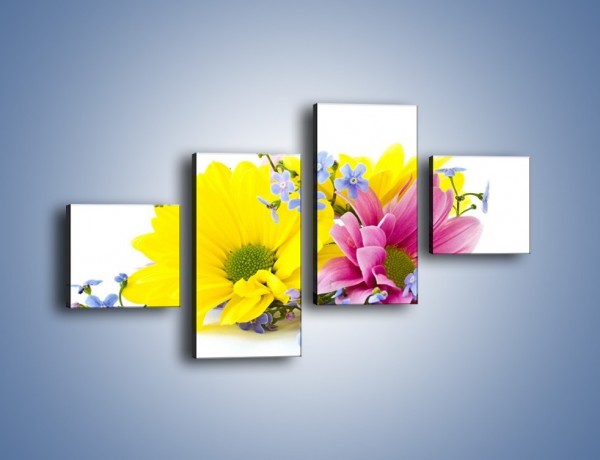 Obraz na płótnie – Niezapominajki wśród kwiatów – czteroczęściowy K604W3
