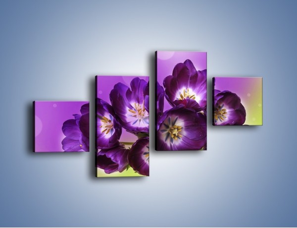 Obraz na płótnie – Fioletowe kwiaty w powietrzu – czteroczęściowy K630W3