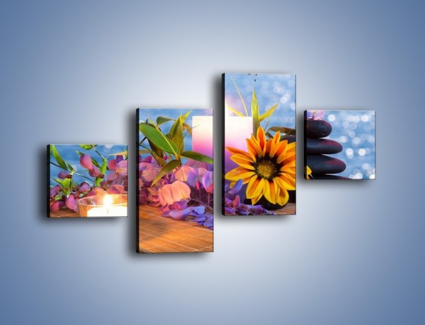 Obraz na płótnie – Kolacja wśród kwiatów – czteroczęściowy K655W3