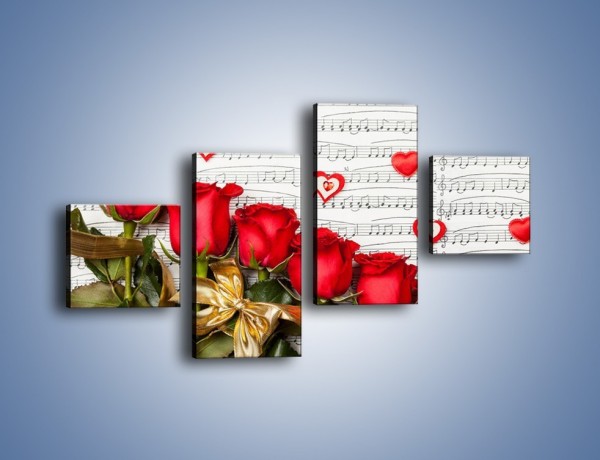 Obraz na płótnie – Miłosne melodie wśród róż – czteroczęściowy K717W3